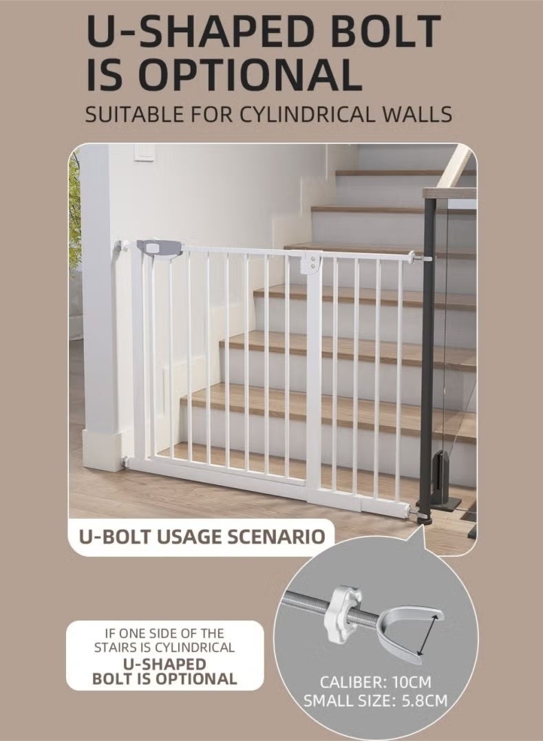 روعة بوابة أمان للأطفال تغلق تلقائيًا، العرض الأقصى 154 سم بما في ذلك رف تمديد 10+20+45 سم، بوابة للكلاب للسلالم، بوابة واسعة جدًا للأطفال (77-154 سم) - Image 4